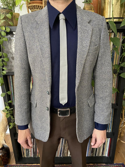 Vintage 1970s Grey Leather Skinny Tie