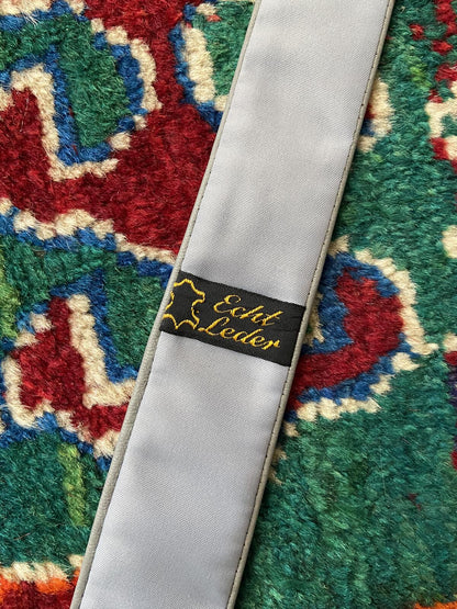 Vintage 1970s Grey Leather Skinny Tie