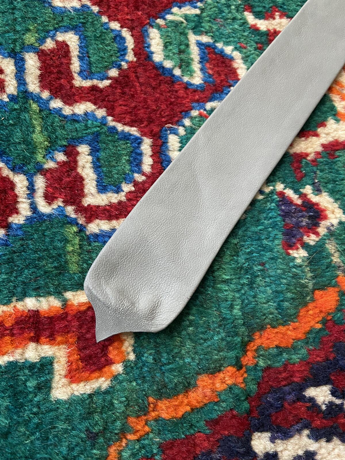 Vintage 1970s Grey Leather Skinny Tie