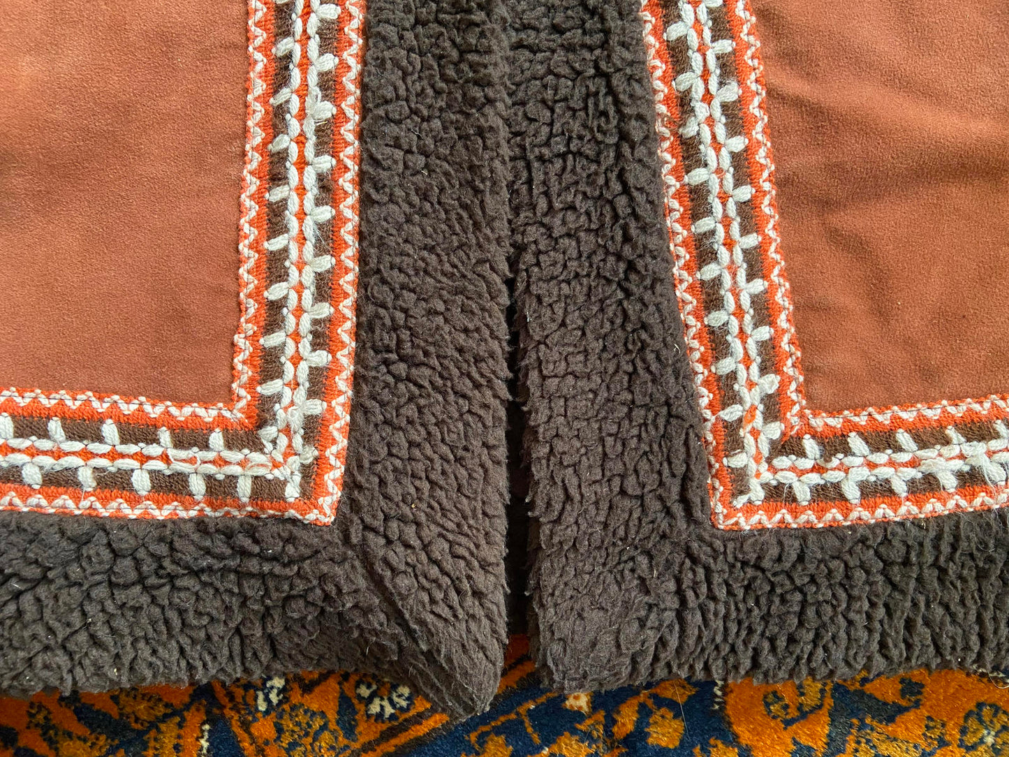 Vintage 1970s Brown Hooded Afghan Coat