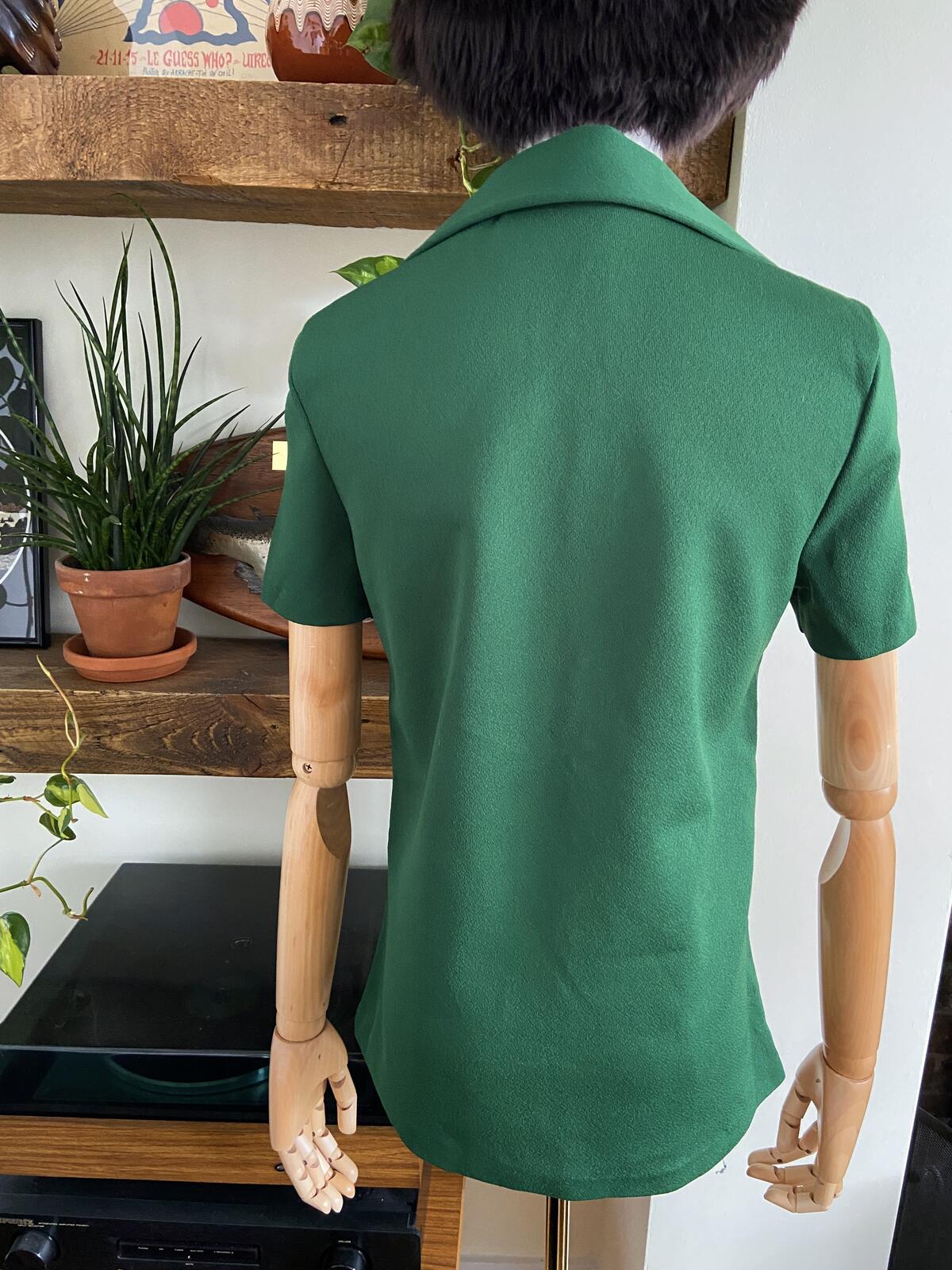Vintage 1970s Knit Dagger Collar Polo Shirt