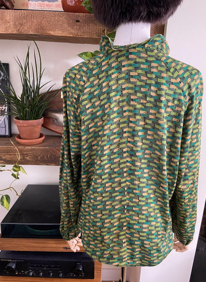 Vintage 1960s Green Pussybow Blouse