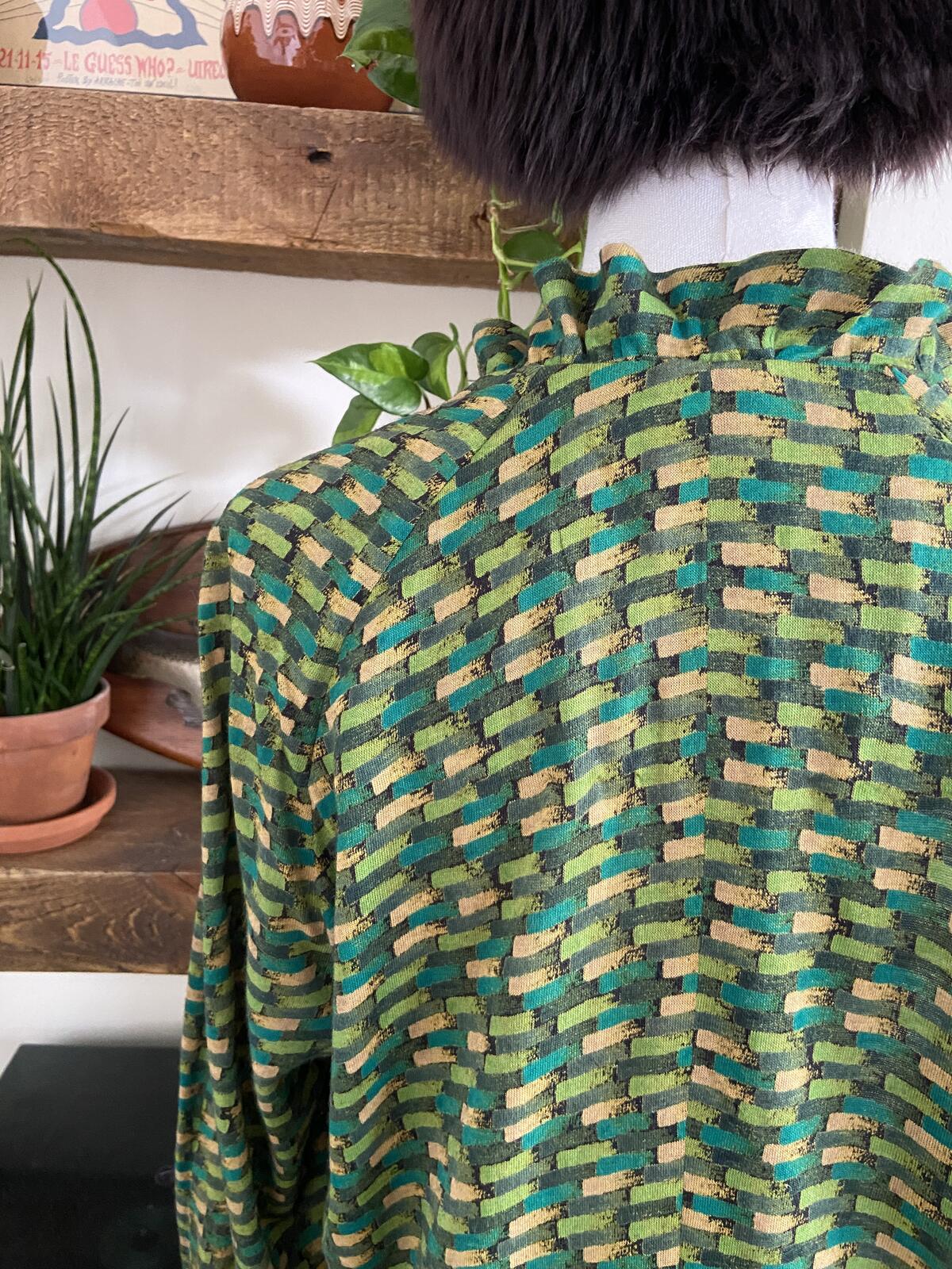 Vintage 1960s Green Pussybow Blouse