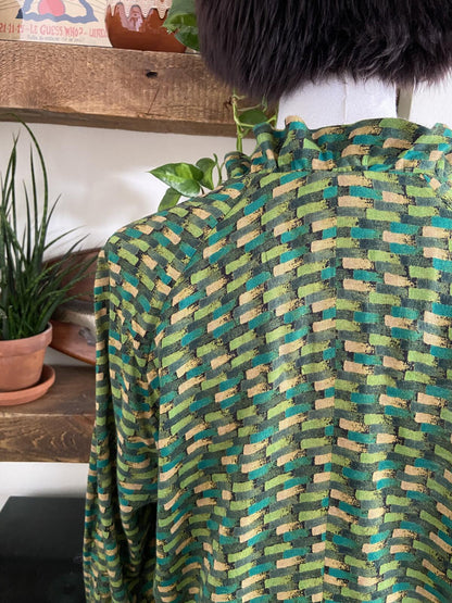 Vintage 1960s Green Pussybow Blouse