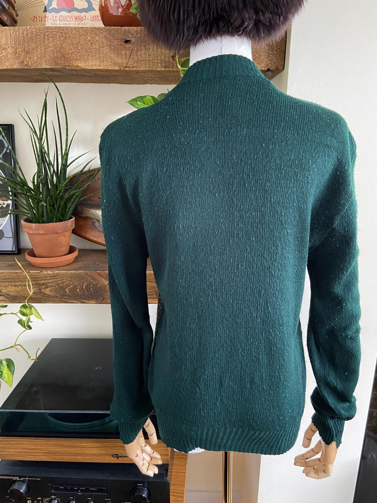 Vintage 1980s Dark Green Fair Isle Jumper