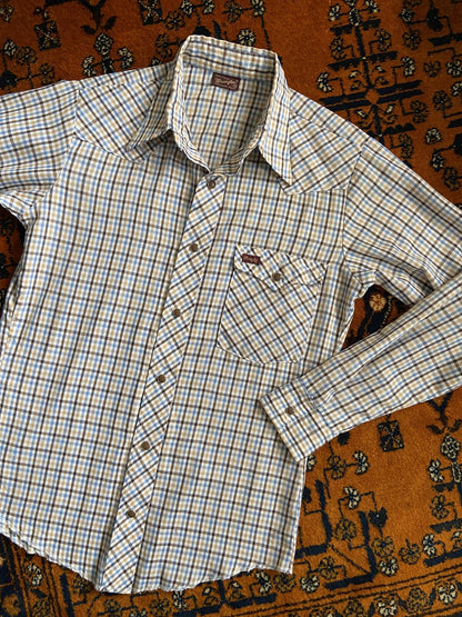 Vintage 1970s Brown Check Wrangler Western Shirt