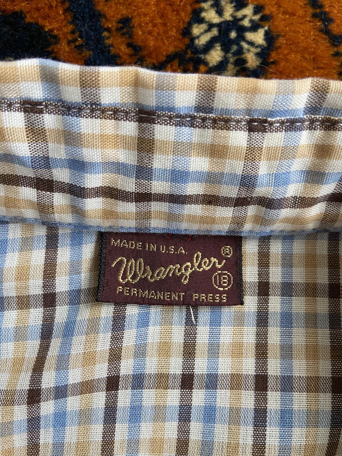 Vintage 1970s Brown Check Wrangler Western Shirt