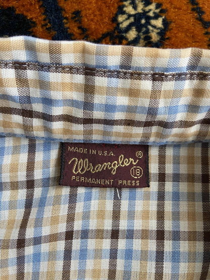 Vintage 1970s Brown Check Wrangler Western Shirt