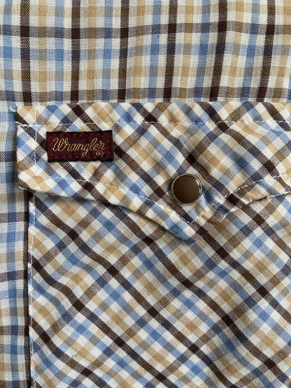 Vintage 1970s Brown Check Wrangler Western Shirt