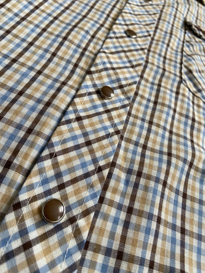 Vintage 1970s Brown Check Wrangler Western Shirt