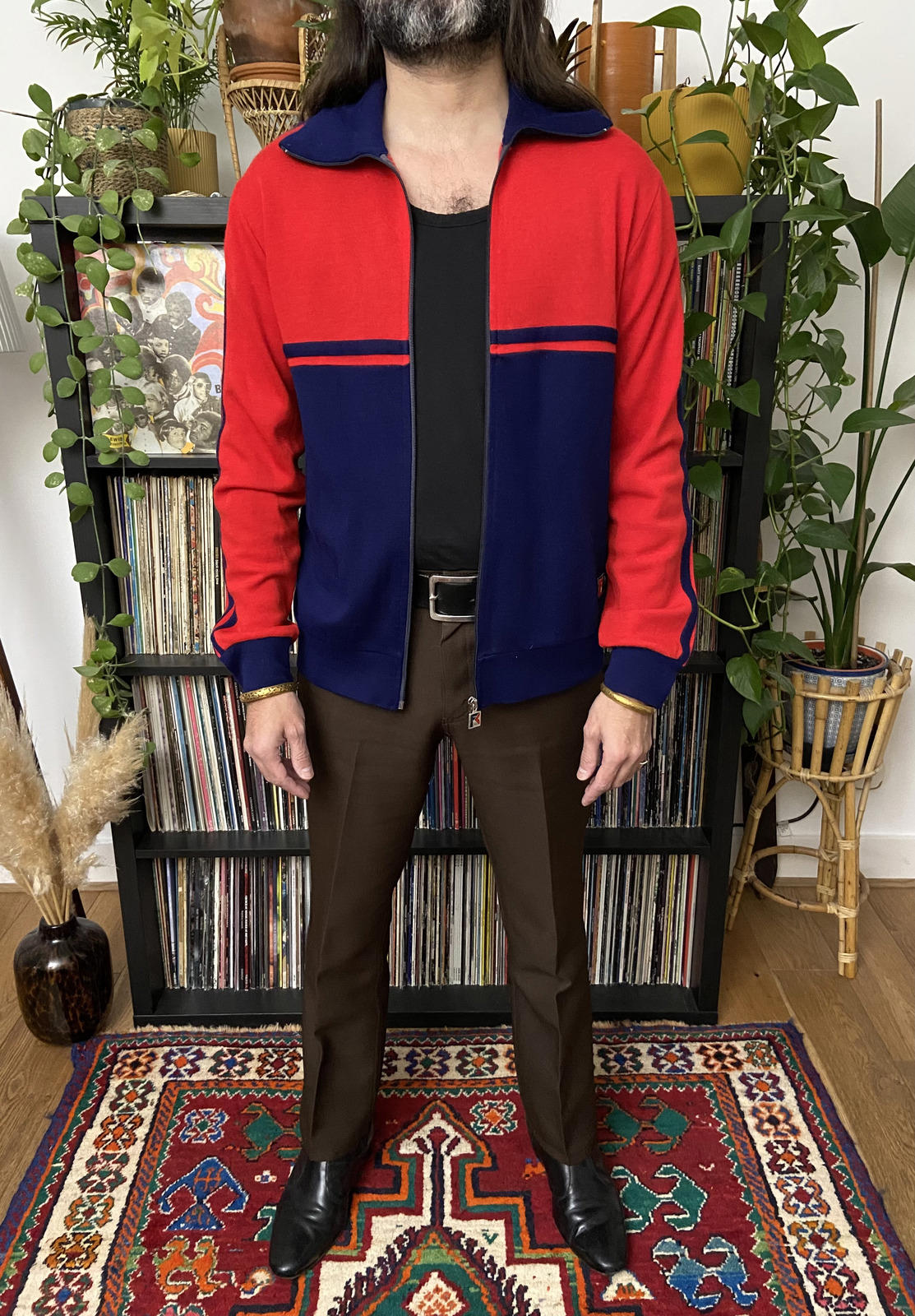 Vintage 1980s FC Sport Red & Navy Track Top