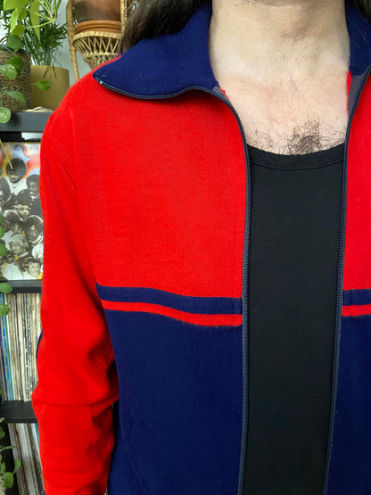 Vintage 1980s FC Sport Red & Navy Track Top