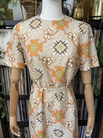 Vintage 1960s Geometric Print Shift Dress