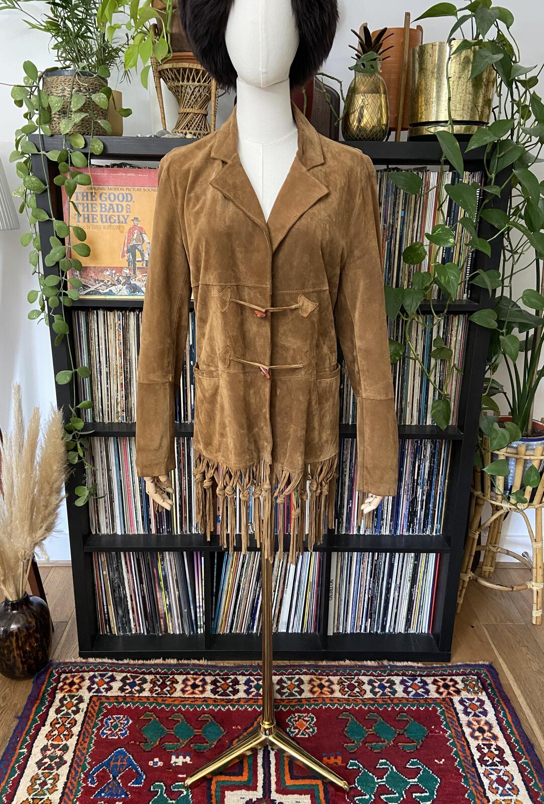 Vintage Italian Tan Fringed Suede Jacket