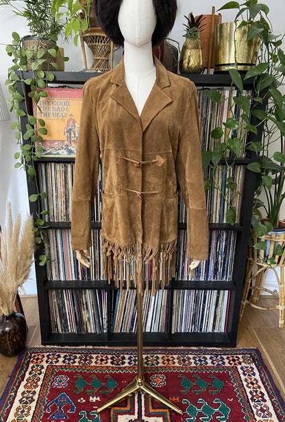 Vintage Italian Tan Fringed Suede Jacket