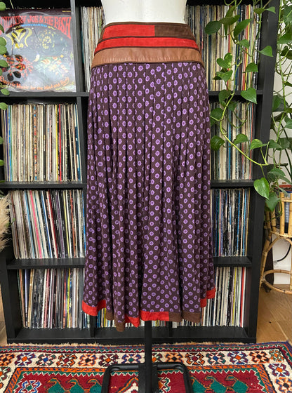 Vintage 1980s Leather Suede Trimmed Skirt