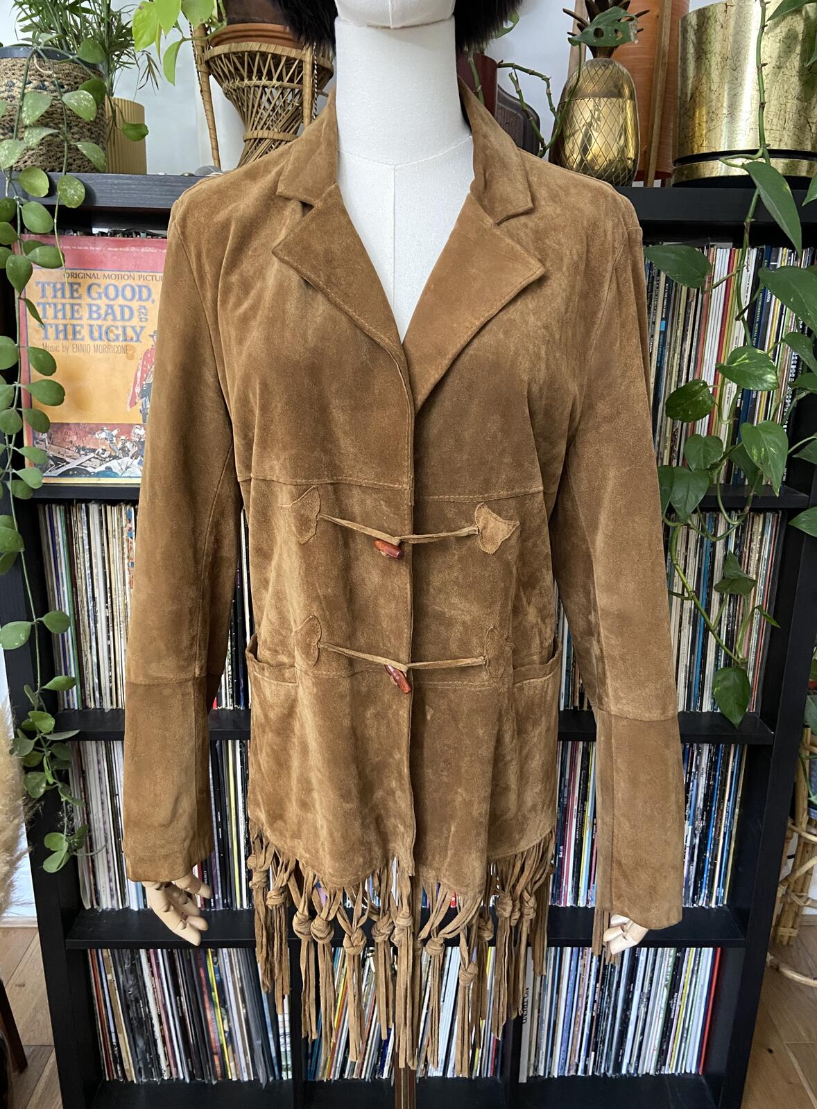 Vintage Italian Tan Fringed Suede Jacket