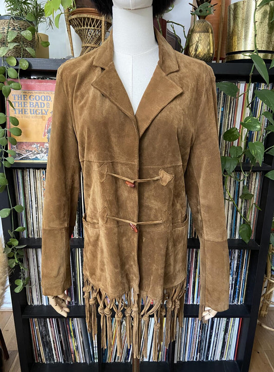 Vintage Italian Tan Fringed Suede Jacket