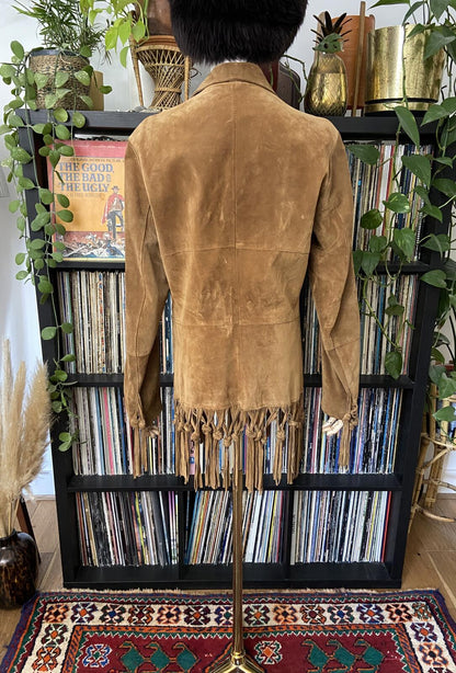 Vintage Italian Tan Fringed Suede Jacket