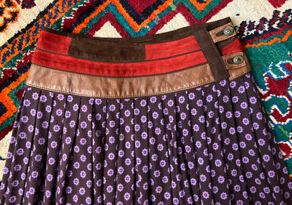 Vintage 1980s Leather Suede Trimmed Skirt