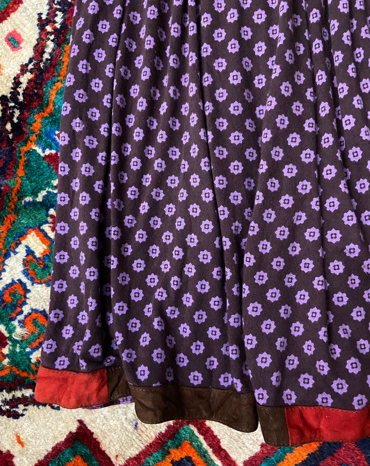 Vintage 1980s Leather Suede Trimmed Skirt