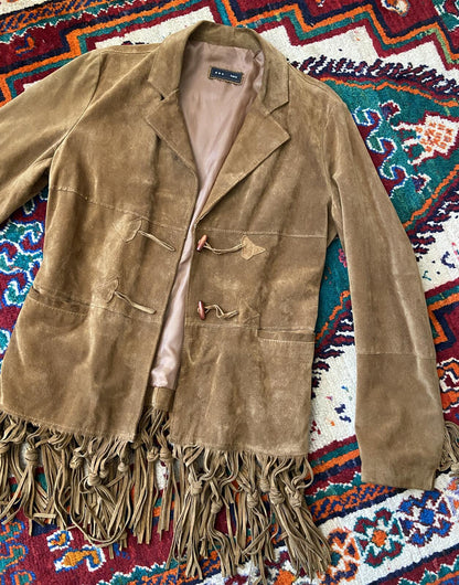 Vintage Italian Tan Fringed Suede Jacket