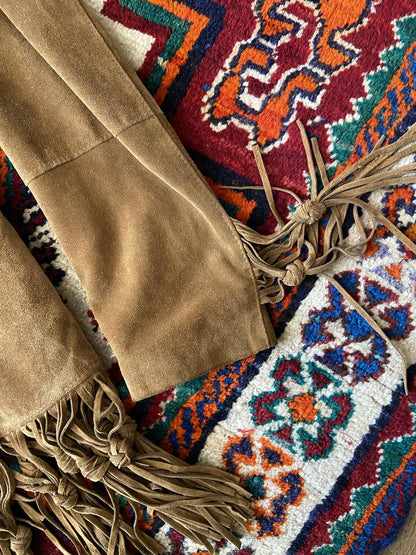 Vintage Italian Tan Fringed Suede Jacket