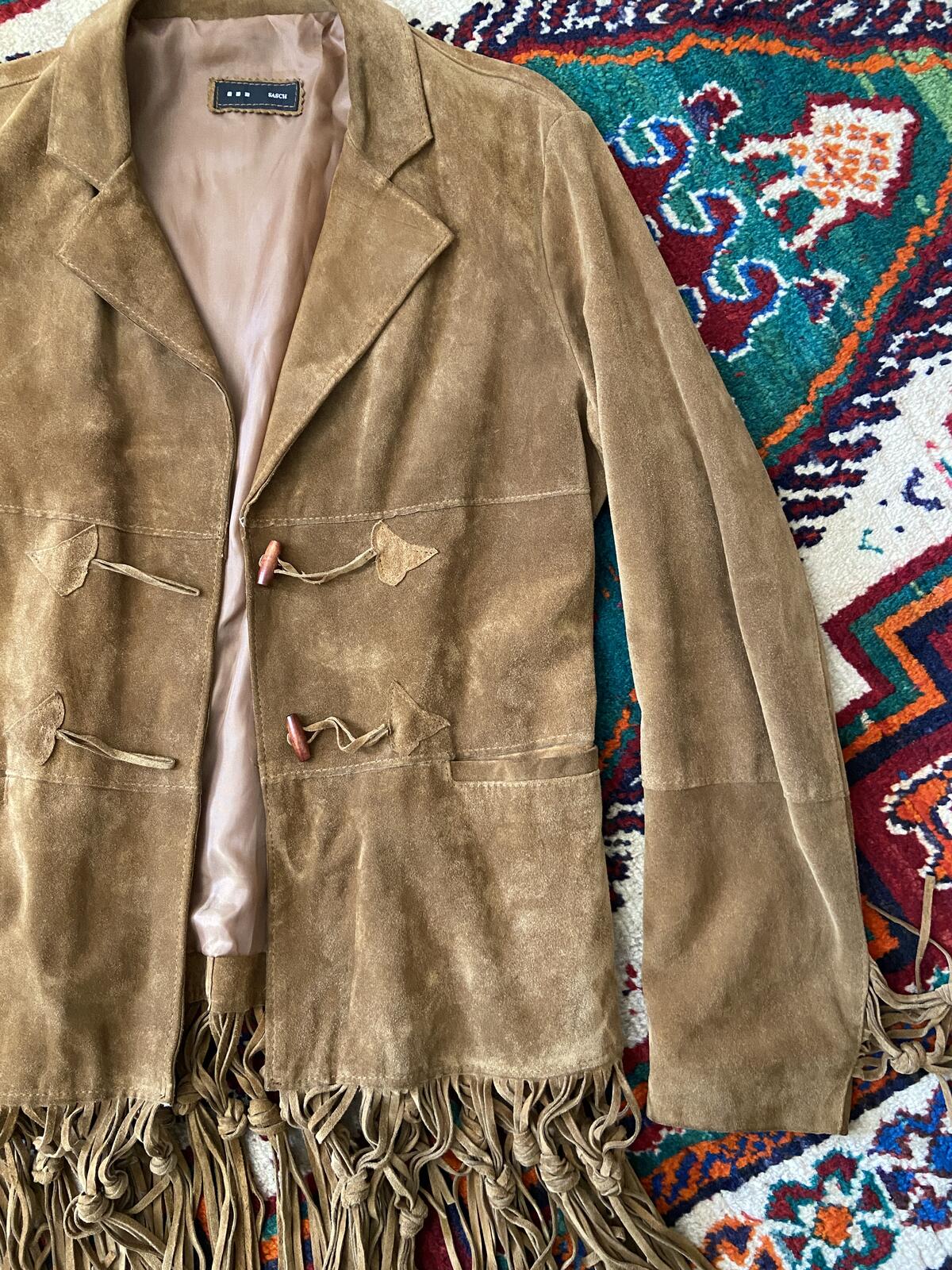 Vintage Italian Tan Fringed Suede Jacket