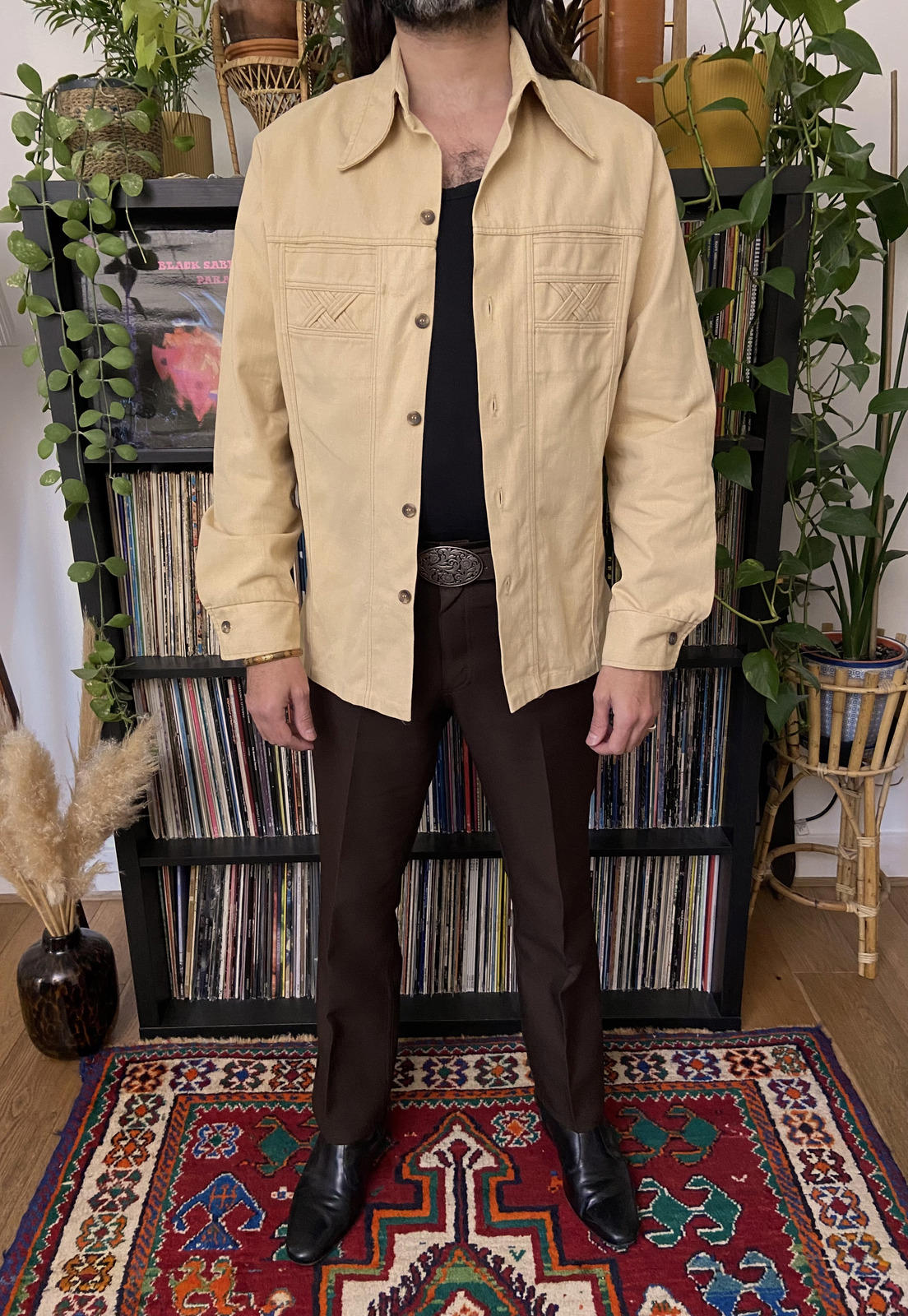 Vintage 1970s Thick Dagger Collar Denim Shirt