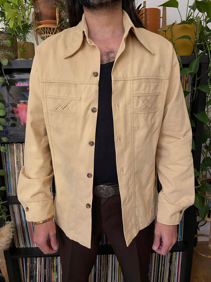 Vintage 1970s Thick Dagger Collar Denim Shirt
