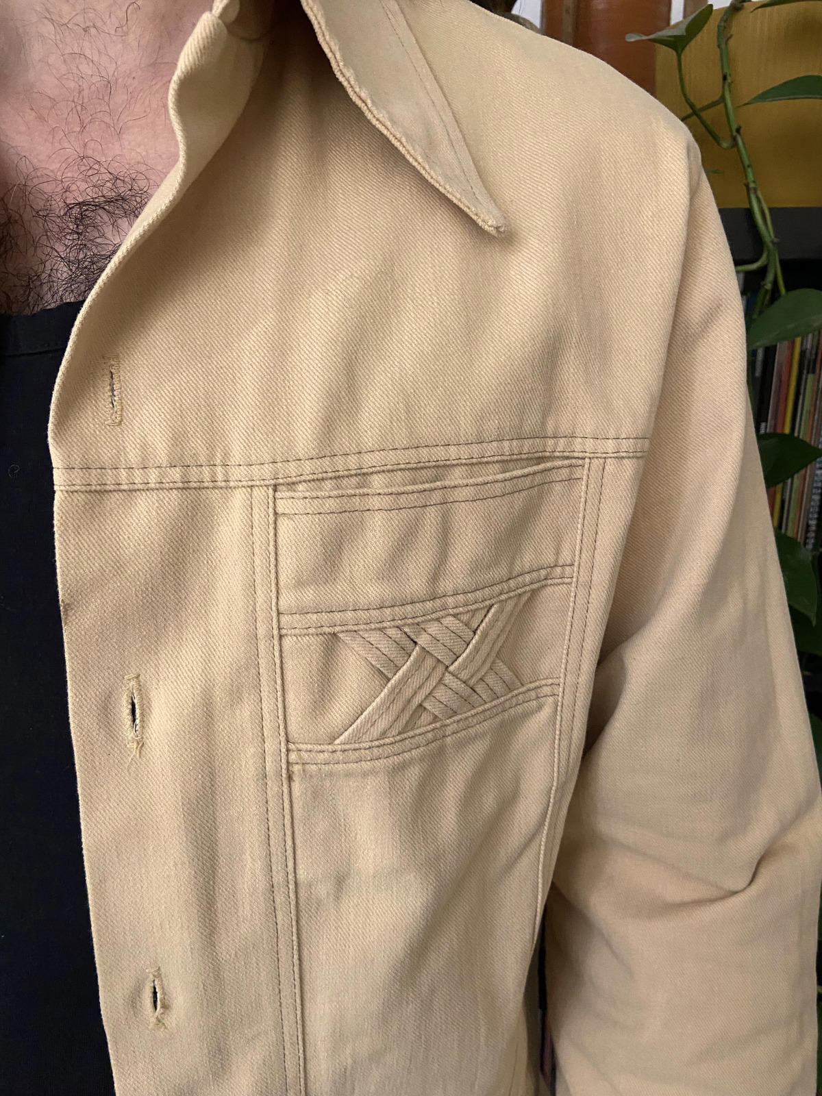 Vintage 1970s Thick Dagger Collar Denim Shirt