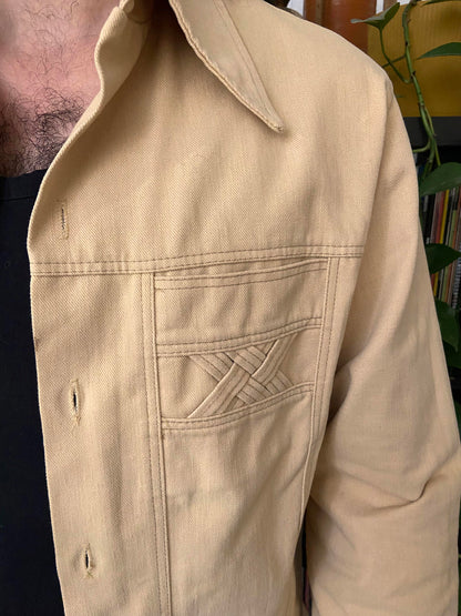 Vintage 1970s Thick Dagger Collar Denim Shirt