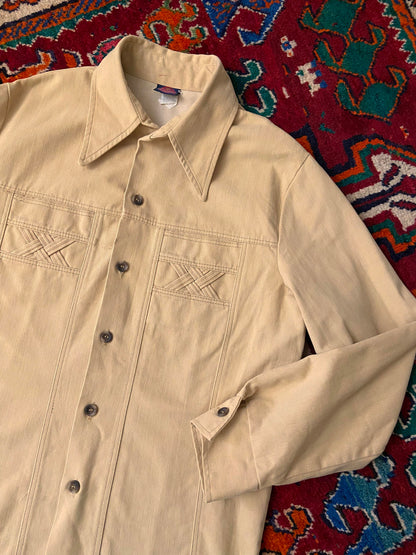 Vintage 1970s Thick Dagger Collar Denim Shirt