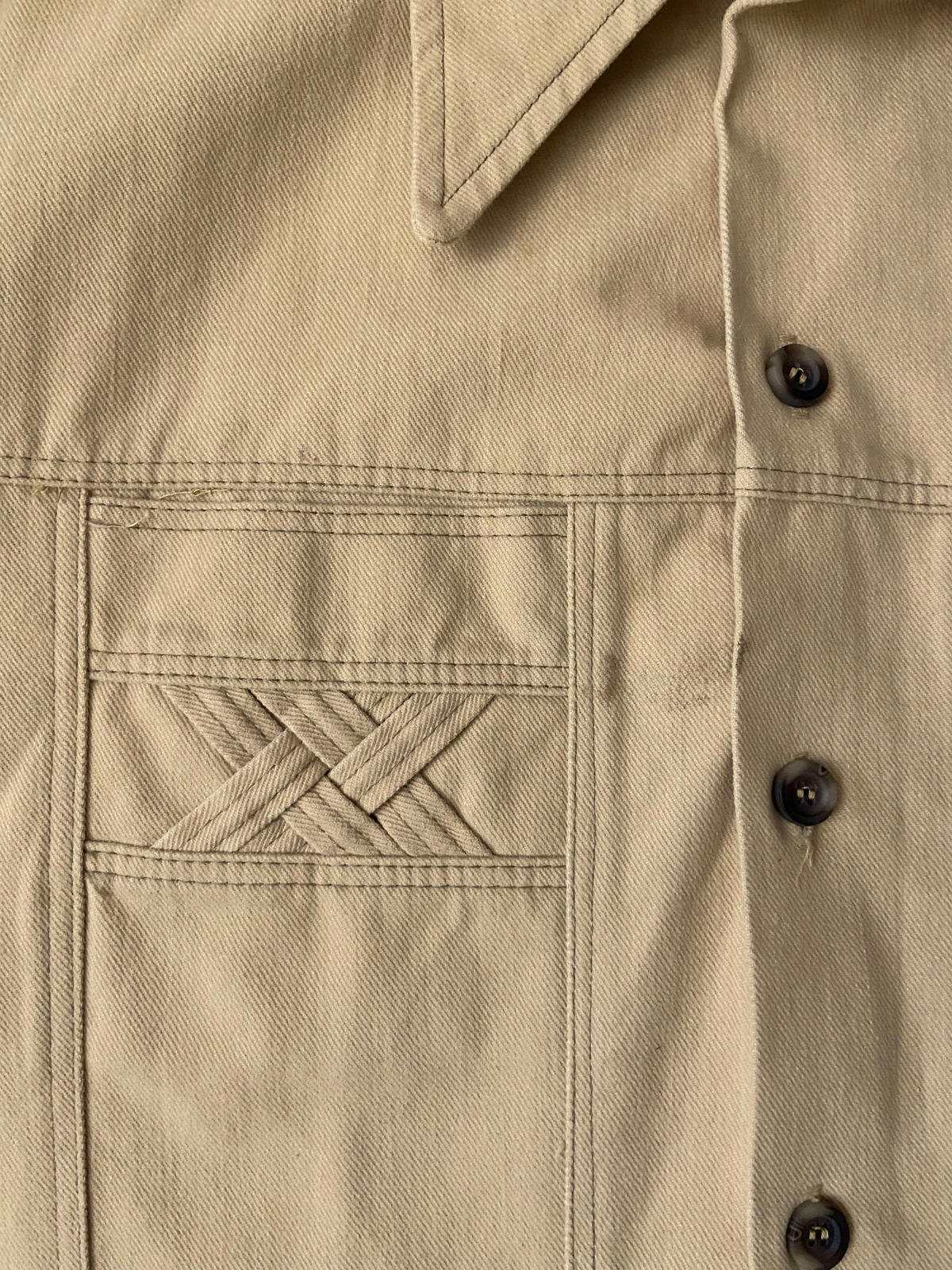 Vintage 1970s Thick Dagger Collar Denim Shirt