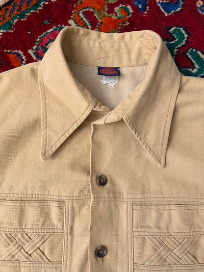 Vintage 1970s Thick Dagger Collar Denim Shirt
