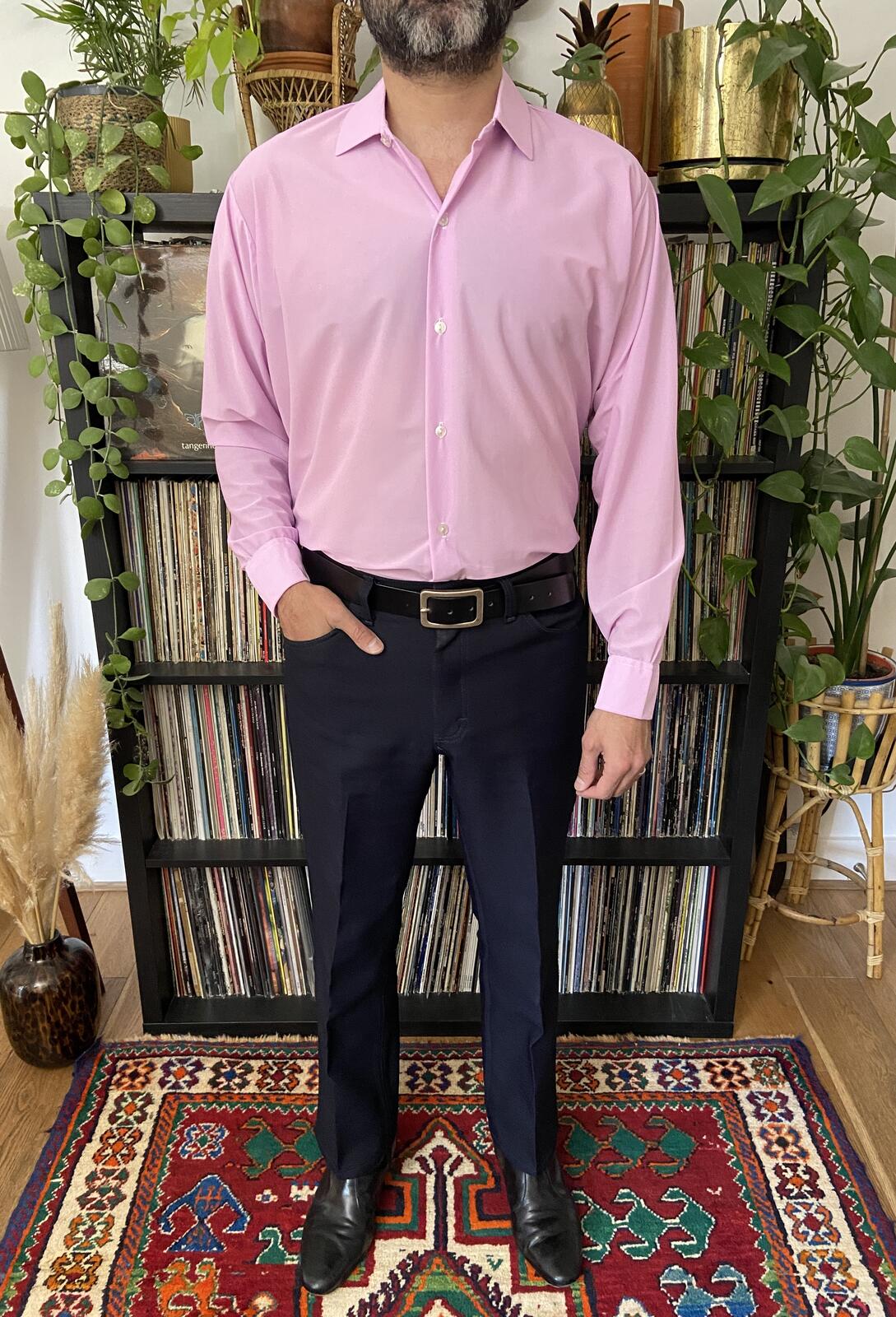Vintage 1970s Pink Lilac Nylon Shirt