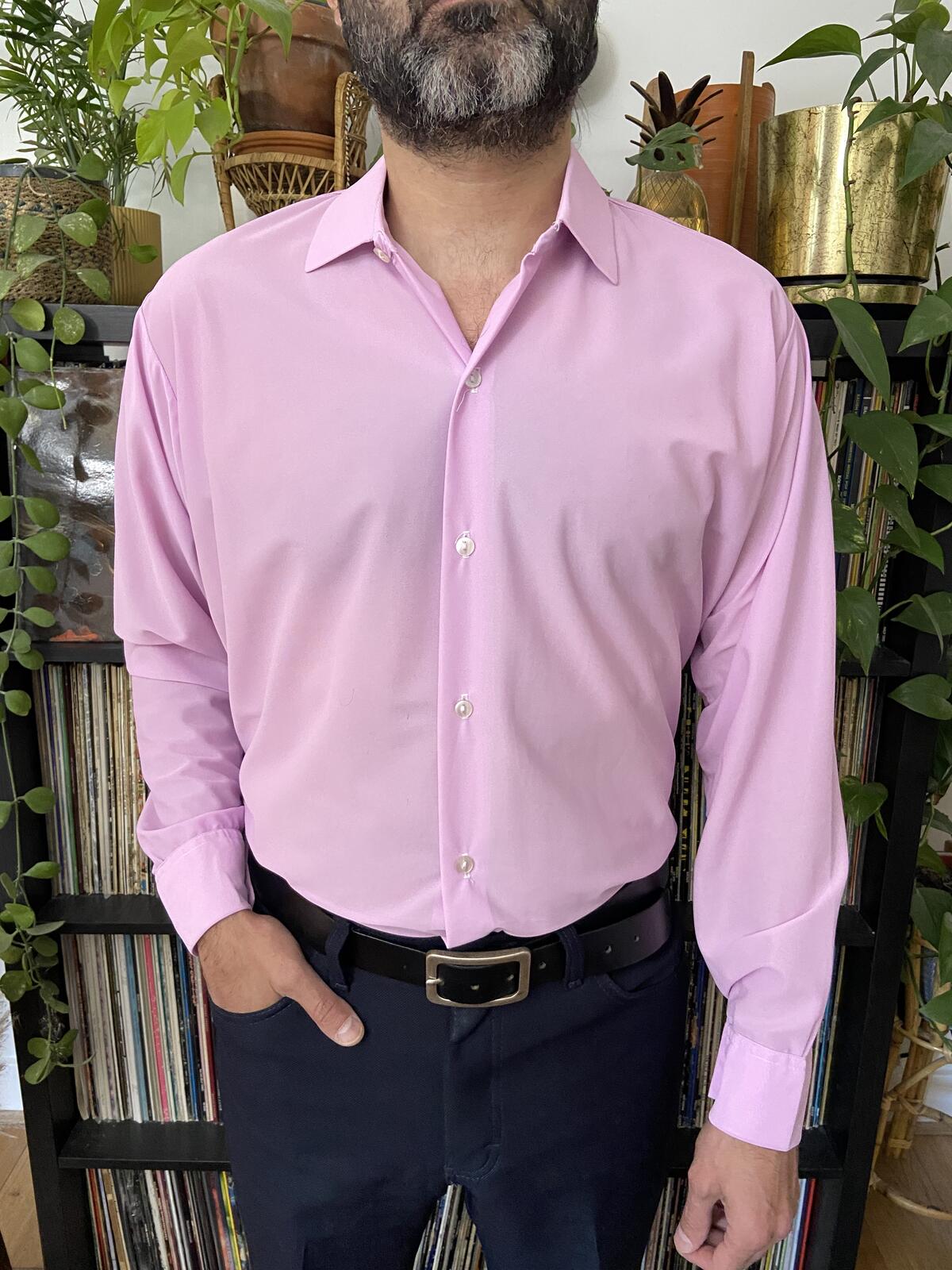 Vintage 1970s Pink Lilac Nylon Shirt
