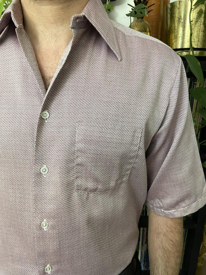 Vintage 1970s Purple Woven Pattern Dagger Collar Shirt