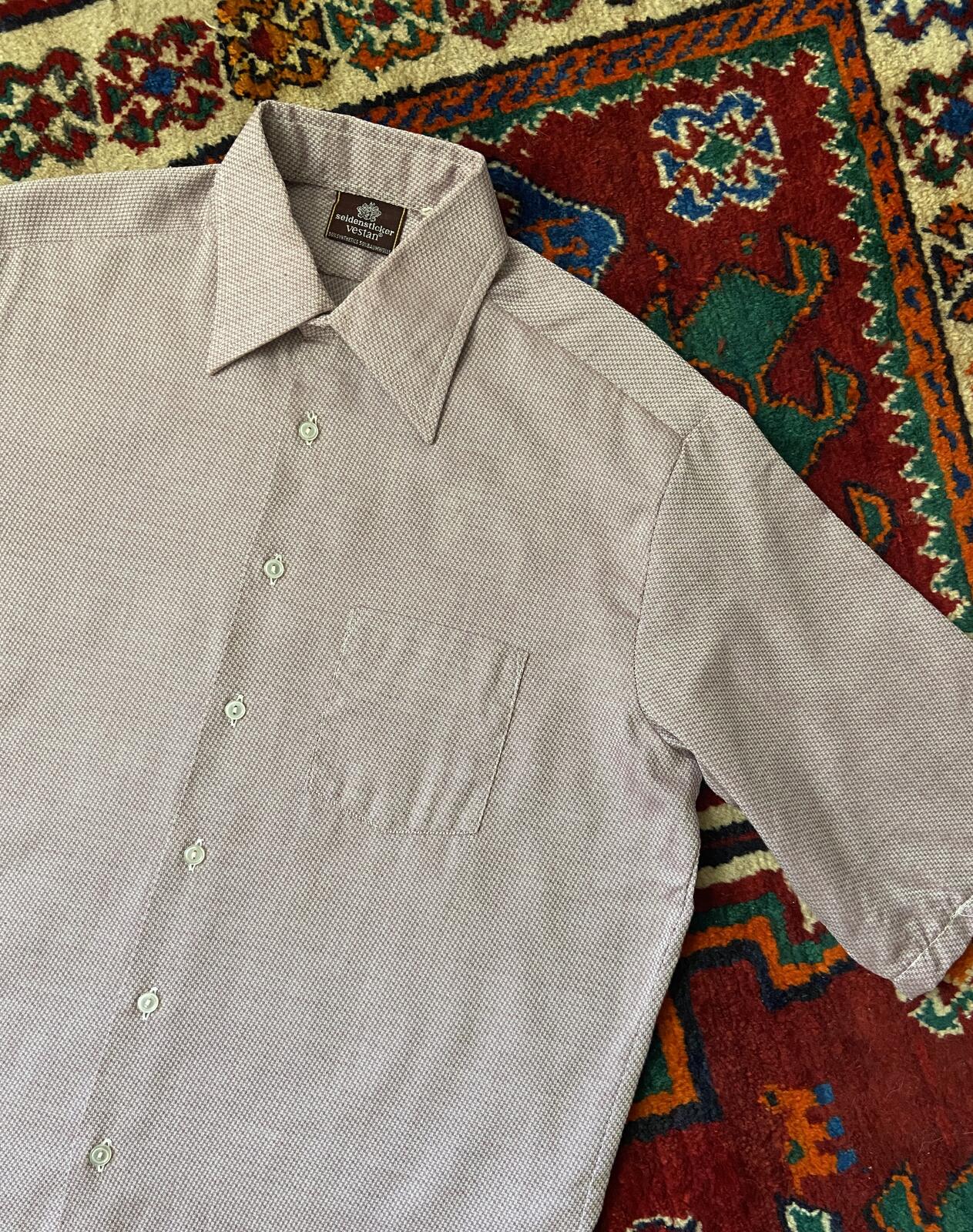 Vintage 1970s Purple Woven Pattern Dagger Collar Shirt