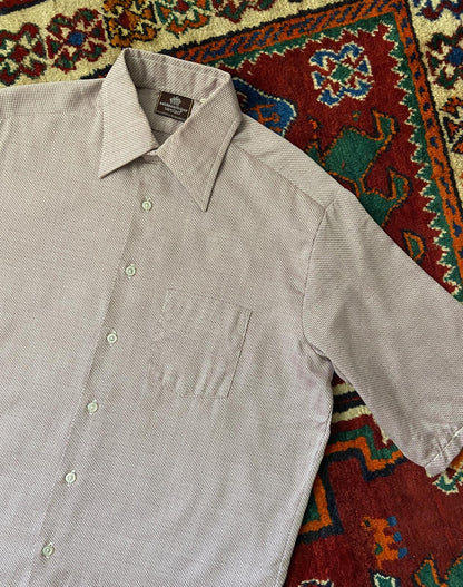 Vintage 1970s Purple Woven Pattern Dagger Collar Shirt