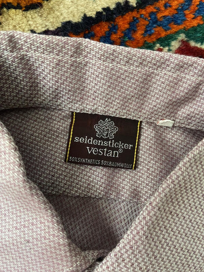 Vintage 1970s Purple Woven Pattern Dagger Collar Shirt