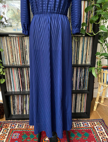 Vintage 1970s Navy Striped Maxi Dress