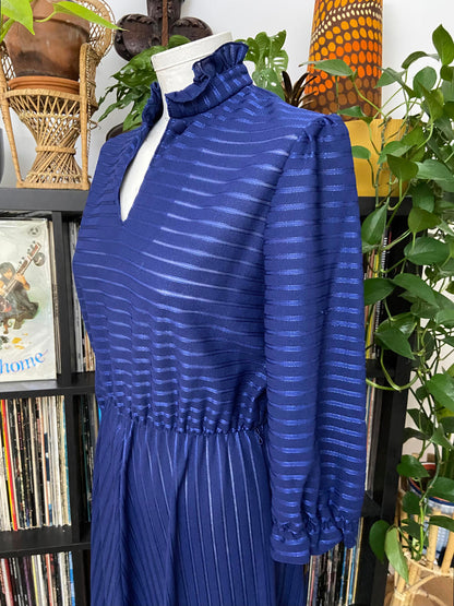 Vintage 1970s Navy Striped Maxi Dress