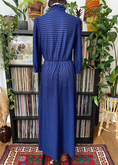 Vintage 1970s Navy Striped Maxi Dress