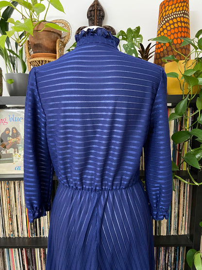 Vintage 1970s Navy Striped Maxi Dress