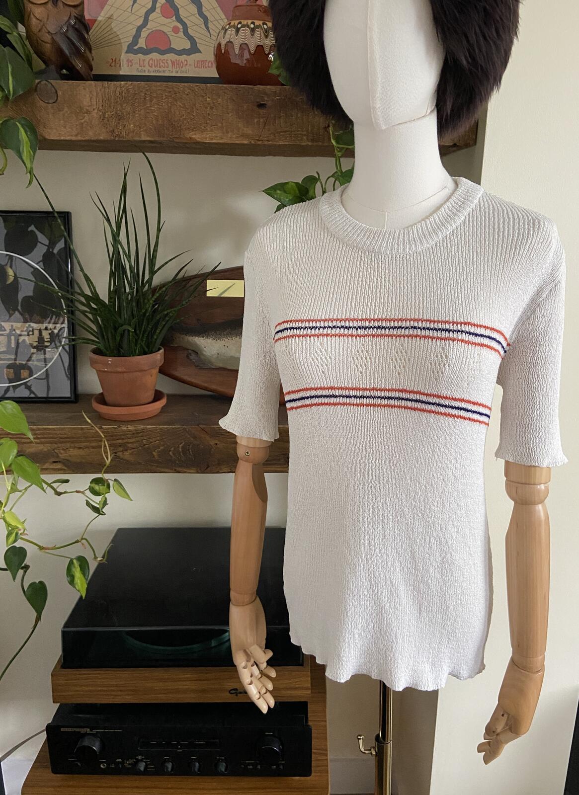 Vintage 1970s White Knit Top