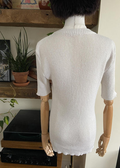 Vintage 1970s White Knit Top