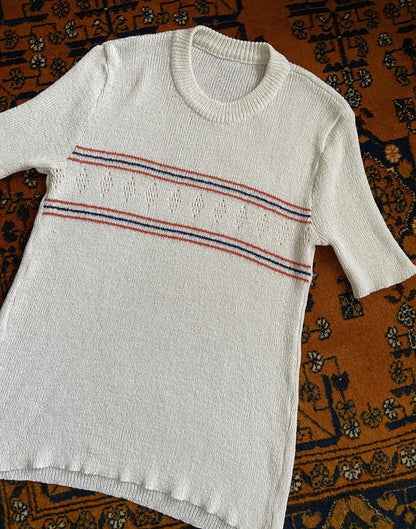 Vintage 1970s White Knit Top