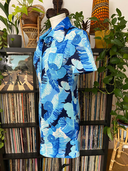 Vintage 1960s Blue Beagle Collar Mini Dress