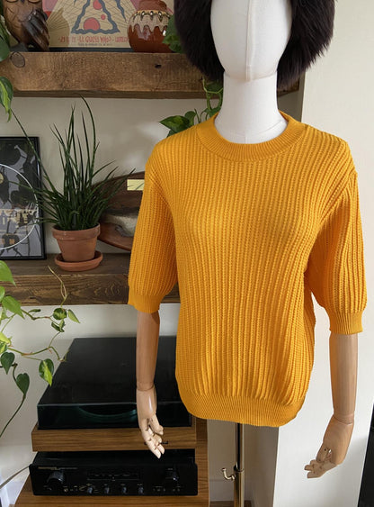 Vintage 1970s Yellow German Knit Top